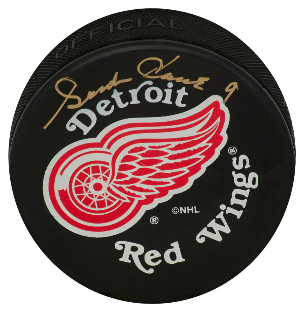 Gordie Howe Signed Red Wings Large Logo Hockey Puck - (JSA COA) - HOWPUC410 - Gordie Howe Signed Red Wings Large Logo Hockey Puck - (JSA COA) product image