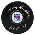 Harry Howell Signed New York Rangers Logo Hockey Puck w/HOF'79 - HOWPUC431 - Harry Howell Signed New York Rangers Logo Hockey Puck w/HOF'79 product image