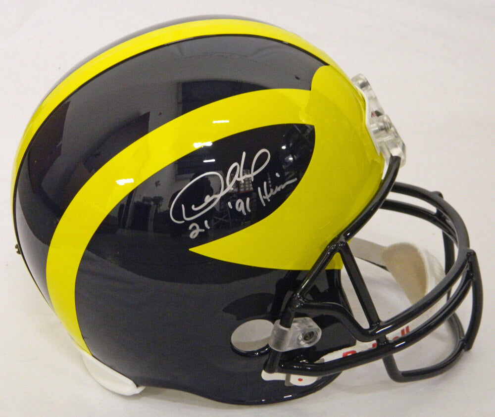 Desmond Howard Signed Michigan Wolverines Riddell Full Size Replica Helmet w/91 Heisman - HOWREP300 - Desmond Howard Signed Michigan Wolverines Riddell Full Size Replica Helmet w/91 Heisman product image