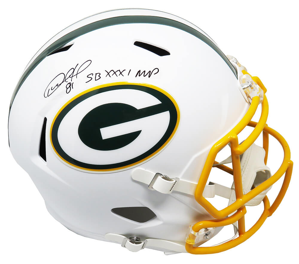 Desmond Howard Signed Green Bay Packers Flat White Matte Riddell Full Size Speed Replica Helmet w/SB XXXI MVP - HOWREP309 - Desmond Howard Signed Green Bay Packers Flat White Matte Riddell Full Size Speed Replica Helmet w/SB XXXI MVP product image