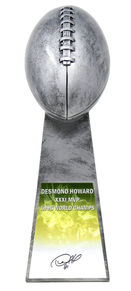 Desmond Howard Signed Football World Champion 15 Inch Replica Silver Trophy - HOWTRO300 - Desmond Howard Signed Football World Champion 15 Inch Replica Silver Trophy product image