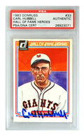Carl Hubbell Signed Giants 1983 Donruss Baseball Trading Card #33 - (PSA Encapsulated) - HUBCAR101 - Carl Hubbell Signed Giants 1983 Donruss Baseball Trading Card #33 - (PSA Encapsulated) product image