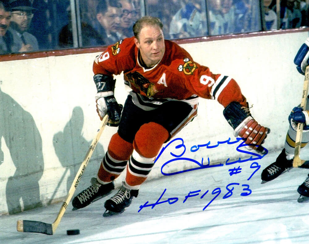 Bobby Hull Signed Chicago Blackhawks Action With Puck 8x10 Photo w/HOF 1983 - HUL08P415 - Bobby Hull Signed Chicago Blackhawks Action With Puck 8x10 Photo w/HOF 1983 product image