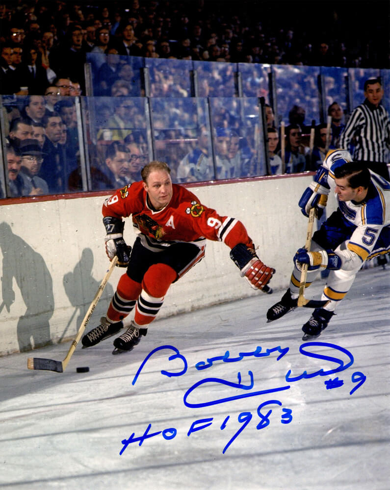 Bobby Hull Signed Blackhawks Action vs Blues 8x10 Photo w/HOF 1983 - HUL08P417 - Bobby Hull Signed Blackhawks Action vs Blues 8x10 Photo w/HOF 1983 product image