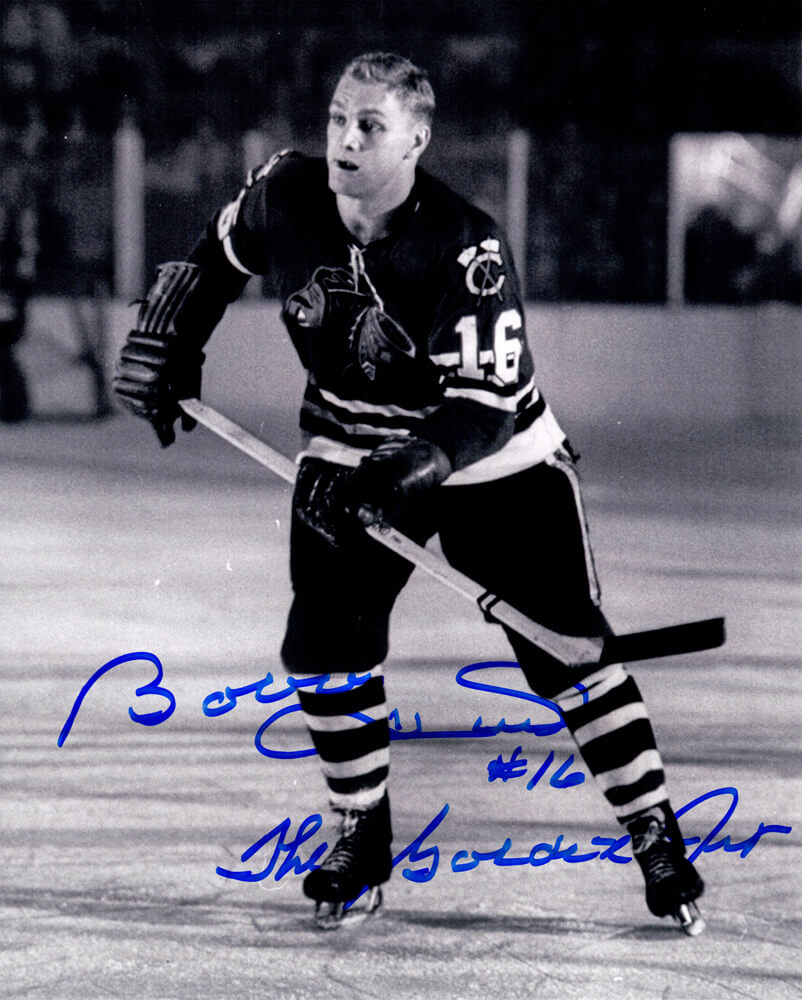Bobby Hull Signed Chicago Blackhawks B&W 8x10 Photo w/The Golden Jet - HUL08P434 - Bobby Hull Signed Chicago Blackhawks B&W 8x10 Photo w/The Golden Jet product image