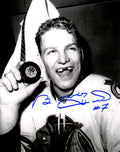 Bobby Hull Signed Blackhawks B&W Holding 1st 50th Goal Puck 8x10 Photo - HUL08P439 - Bobby Hull Signed Blackhawks B&W Holding 1st 50th Goal Puck 8x10 Photo product image