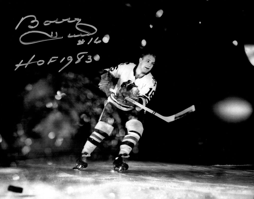 Bobby Hull Signed Blackhawks B&W Skating Action 11x14 Photo w/HOF 1983 - HUL11P424 - Bobby Hull Signed Blackhawks B&W Skating Action 11x14 Photo w/HOF 1983 product image