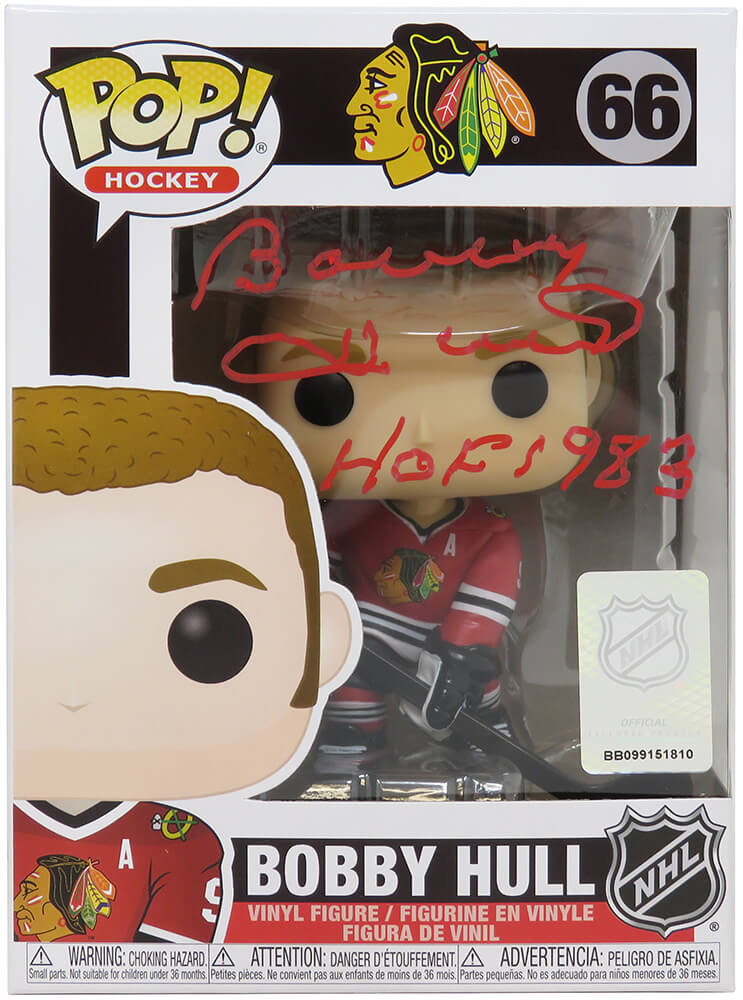 Bobby Hull Signed Chicago Blackhawks NHL Funko Pop Doll #66 w/HOF 1983 - HULFUN401 - Bobby Hull Signed Chicago Blackhawks NHL Funko Pop Doll #66 w/HOF 1983 product image