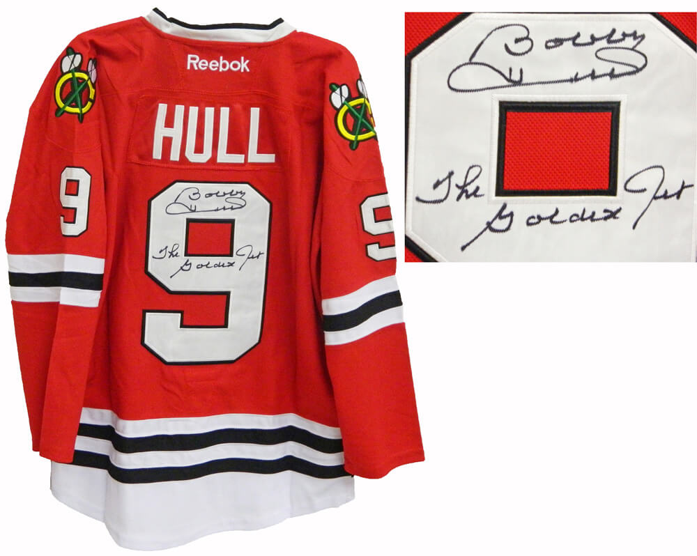 Bobby Hull Signed Blackhawks Reebok Red Jersey w/The Golden Jet - HULJRY400 - Bobby Hull Signed Blackhawks Reebok Red Jersey w/The Golden Jet product image