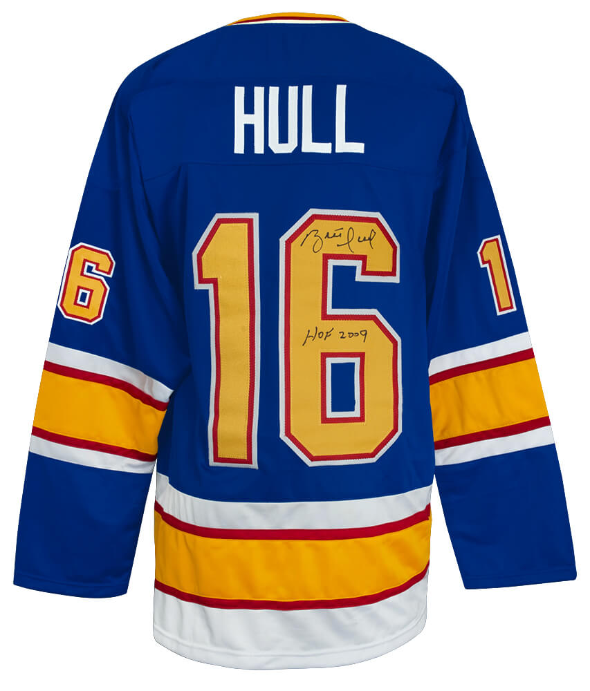 Brett Hull Signed Blue Custom Hockey Jersey w/HOF 2009 - HULJRY452 - Brett Hull Signed Blue Custom Hockey Jersey w/HOF 2009 product image
