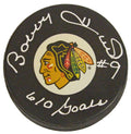 Bobby Hull Signed Blackhawks Logo Hockey Puck w/610 Goals - HULPUC404 - Bobby Hull Signed Blackhawks Logo Hockey Puck w/610 Goals product image