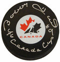 Bobby Hull Signed Team Canada Logo Hockey Puck w/76 Canada Cup - HULPUC414 - Bobby Hull Signed Team Canada Logo Hockey Puck w/76 Canada Cup product image