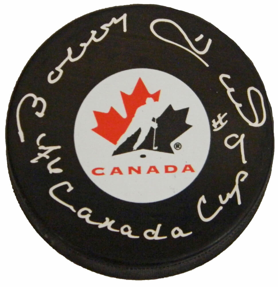 Bobby Hull Signed Team Canada Logo Hockey Puck w/76 Canada Cup - HULPUC414 - Bobby Hull Signed Team Canada Logo Hockey Puck w/76 Canada Cup product image