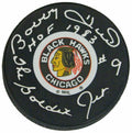 Bobby Hull Signed Blackhawks Original Six Logo Hockey Puck w/HOF 1983, The Golden Jet - HULPUC418 - Bobby Hull Signed Blackhawks Original Six Logo Hockey Puck w/HOF 1983, The Golden Jet product image
