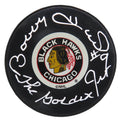 Bobby Hull Signed Chicago Blackhawks Original Six Logo Hockey Puck w/The Golden Jet - HULPUC424 - Bobby Hull Signed Chicago Blackhawks Original Six Logo Hockey Puck w/The Golden Jet product image