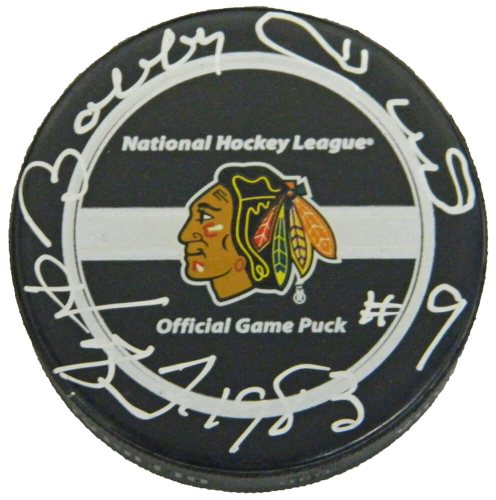 Bobby Hull Signed Chicago Blackhawks Logo Old Style Official NHL Hockey Puck w/HOF 1983 - HULPUC429 - Bobby Hull Signed Chicago Blackhawks Logo Old Style Official NHL Hockey Puck w/HOF 1983 product image
