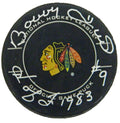 Bobby Hull Signed Chicago Blackhawks Logo Official NHL Hockey Puck w/HOF 1983 - HULPUC430 - Bobby Hull Signed Chicago Blackhawks Logo Official NHL Hockey Puck w/HOF 1983 product image