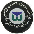 Bobby Hull Signed Hartford Whalers Logo Hockey Puck w/The Golden Jet - HULPUC434 - Bobby Hull Signed Hartford Whalers Logo Hockey Puck w/The Golden Jet product image