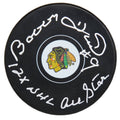 Bobby Hull Signed Chicago Blackhawks Logo Hockey Puck w/12x NHL All Star - HULPUC437 - Bobby Hull Signed Chicago Blackhawks Logo Hockey Puck w/12x NHL All Star product image