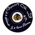 Bobby Hull Signed Chicago Blackhawks Logo Hockey Puck w/2x Hart, 3x Art Ross - HULPUC446 - Bobby Hull Signed Chicago Blackhawks Logo Hockey Puck w/2x Hart, 3x Art Ross product image