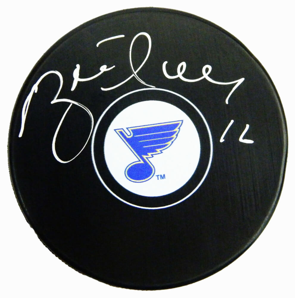 Brett Hull Signed St Louis Blues Logo Hockey Puck - HULPUC475 - Brett Hull Signed St Louis Blues Logo Hockey Puck product image