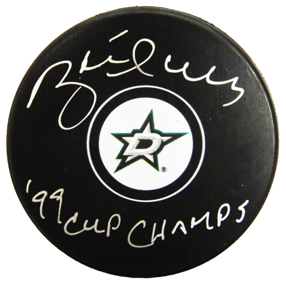 Brett Hull Signed Dallas Stars Logo Hockey Puck w/99 Cup Champs - HULPUC485 - Brett Hull Signed Dallas Stars Logo Hockey Puck w/99 Cup Champs product image