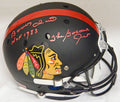 Bobby Hull Signed Chicago Blackhawks Custom Black Matte Full Size Replica Football Helmet w/The Golden Jet, HOF 1983 - HULREP400 - Bobby Hull Signed Chicago Blackhawks Custom Black Matte Full Size Replica Football Helmet w/The Golden Jet, HOF 1983 product image