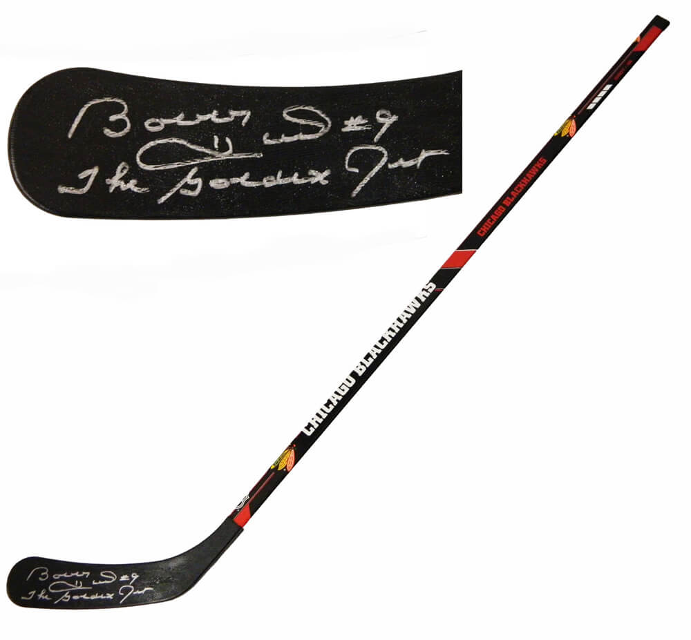 Bobby Hull Signed Chicago Blackhawks Logo 48 Inch Full Size Hockey Stick w/The Golden Jet - HULSTK403 - Bobby Hull Signed Chicago Blackhawks Logo 48 Inch Full Size Hockey Stick w/The Golden Jet product image