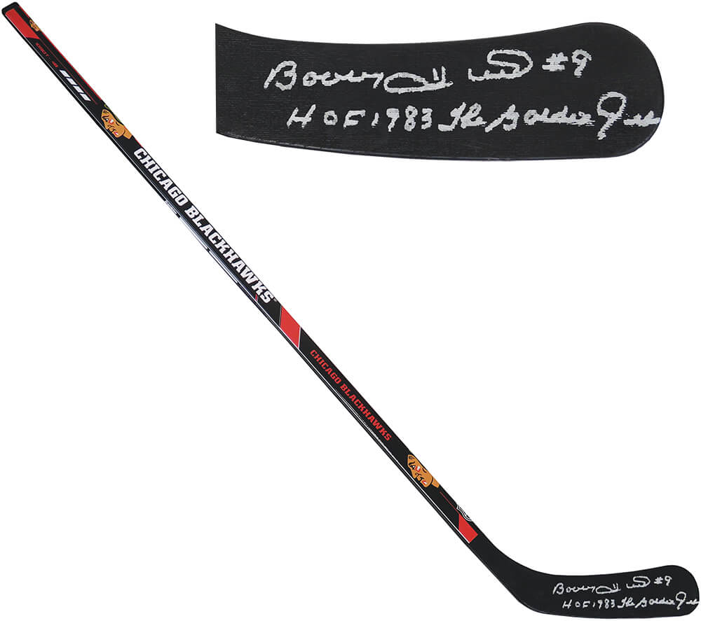 Bobby Hull Signed Chicago Blackhawks Franklin 48 Inch Full Size Hockey Stick w/HOF 1983, The Golden Jet - HULSTK407 - Bobby Hull Signed Chicago Blackhawks Franklin 48 Inch Full Size Hockey Stick w/HOF 1983, The Golden Jet product image
