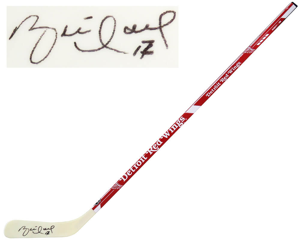 Brett Hull Signed Detroit Red Wings Logo 48 Inch Full Size Hockey Stick - HULSTK479 - Brett Hull Signed Detroit Red Wings Logo 48 Inch Full Size Hockey Stick product image