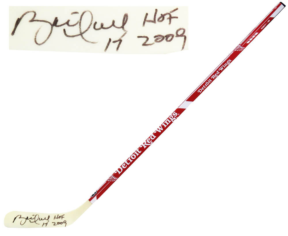 Brett Hull Signed Detroit Red Wings Logo 48 Inch Full Size Hockey Stick w/HOF 2009 - HULSTK480 - Brett Hull Signed Detroit Red Wings Logo 48 Inch Full Size Hockey Stick w/HOF 2009 product image