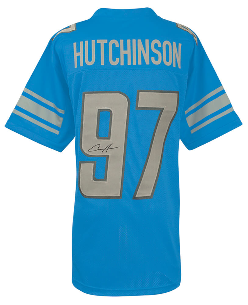Aidan Hutchinson Signed Blue Custom Football Jersey - HUTJRY300 - Aidan Hutchinson Signed Blue Custom Football Jersey product image