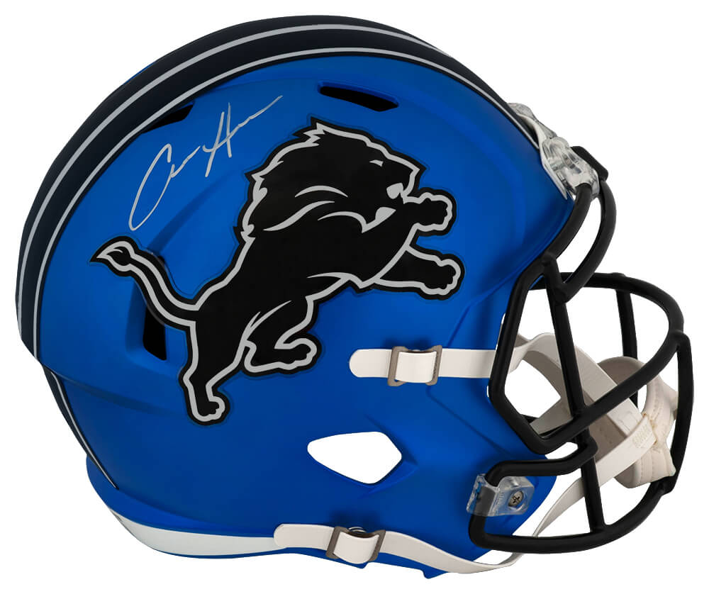 Aidan Hutchinson Signed Detroit Lions 2024 Alternate Blue Riddell Full Size Speed Replica Helmet - HUTREP300 - Aidan Hutchinson Signed Detroit Lions 2024 Alternate Blue Riddell Full Size Speed Replica Helmet product image