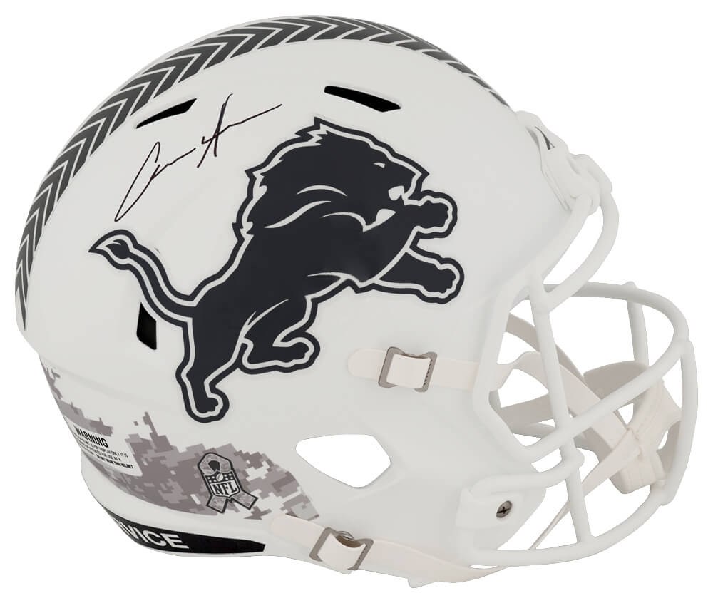 Aidan Hutchinson Signed Detroit Lions 2024 SALUTE White Riddell Full Size Speed Replica Helmet - HUTREP301 - Aidan Hutchinson Signed Detroit Lions 2024 SALUTE White Riddell Full Size Speed Replica Helmet product image