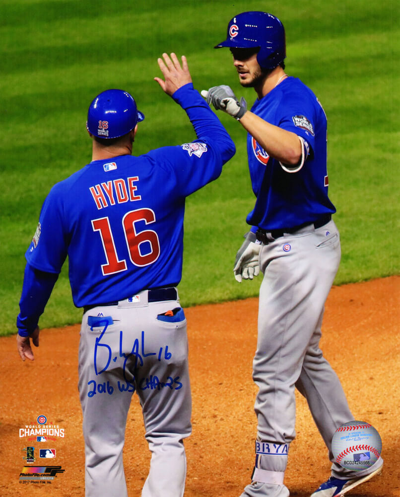Brandon Hyde Signed Chicago Cubs 2016 World Series 1B Coach With Kris Bryant 8x10 Photo w/2016 WS Champs - HYD08P101 - Brandon Hyde Signed Chicago Cubs 2016 World Series 1B Coach With Kris Bryant 8x10 Photo w/2016 WS Champs product image