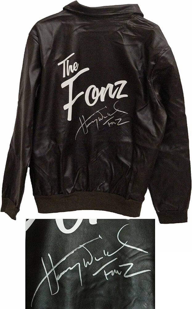 Henry Winkler Signed Happy Days The Fonz Costume Brown Biker Jacket w/Fonz - WINJRY500 - Henry Winkler Signed Happy Days The Fonz Costume Brown Biker Jacket w/Fonz product image