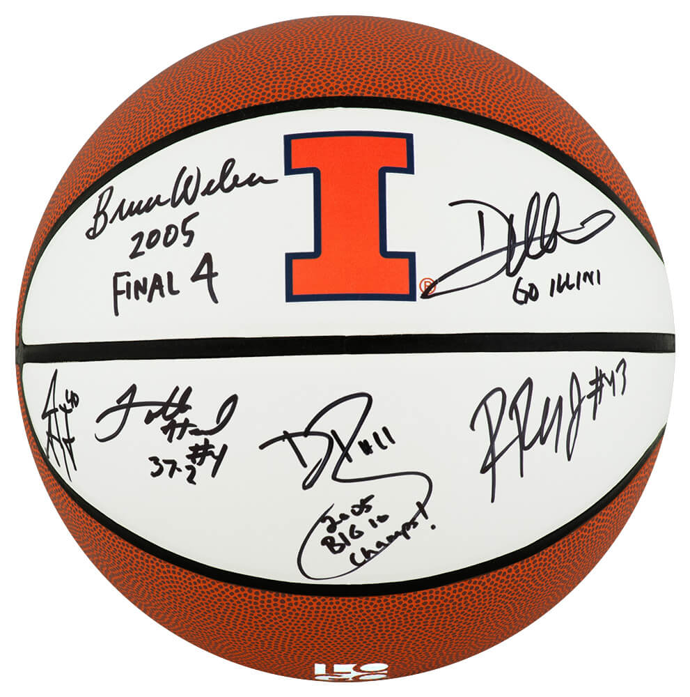 2005 Illinois Fighting Illini Team Signed Illinois Logo Brands Basketball w/6-Sigs, 4-Inscriptions - ILLBSK203 - 2005 Illinois Fighting Illini Team Signed Illinois Logo Brands Basketball w/6-Sigs, 4-Inscriptions product image