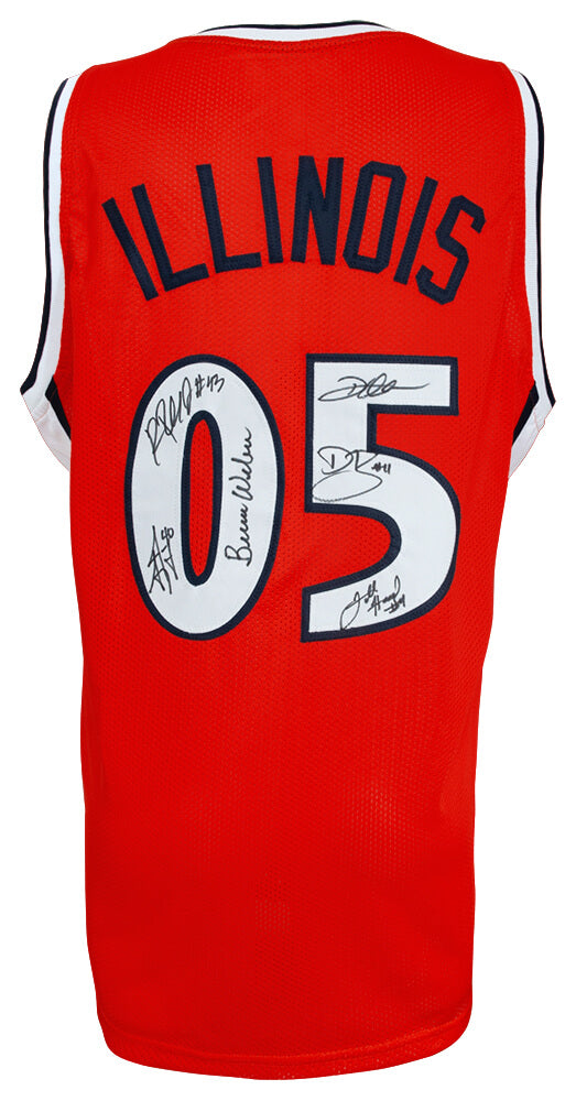 2005 Illinois Fighting Illini Team Signed Orange Custom Basketball Jersey w/6 Signatures - ILLJRY200 - 2005 Illinois Fighting Illini Team Signed Orange Custom Basketball Jersey w/6 Signatures product image
