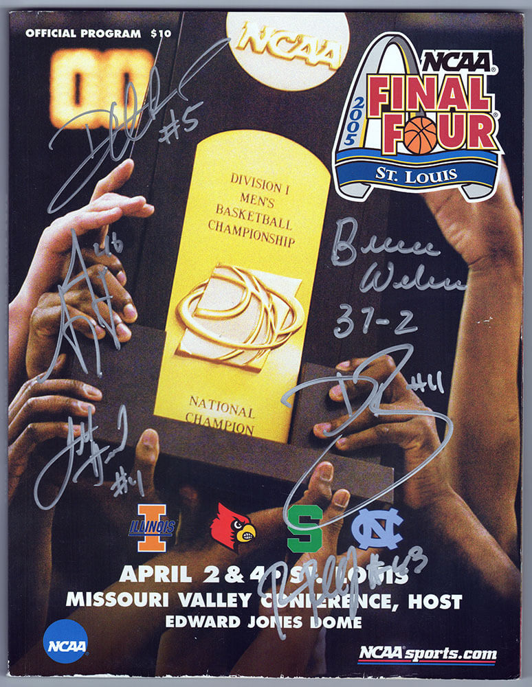 2005 Illinois Fighting Illini Team Signed 2005 NCAA Men's Basketball Tournament Final Four Program w/6 Signatures - ILLMAG200 - 2005 Illinois Fighting Illini Team Signed 2005 NCAA Men's Basketball Tournament Final Four Program w/6 Signatures product image