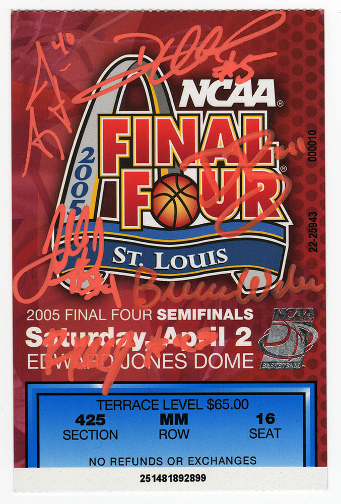 2005 Illinois Fighting Illini Team Signed 2005 NCAA Men's Basketball Tournament Final Four Semi Finals Game Ticket w/6 Signatures - ILLOTH200 - 2005 Illinois Fighting Illini Team Signed 2005 NCAA Men's Basketball Tournament Final Four Semi Finals Game Ticket w/6 Signatures product image
