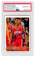 Allen Iverson Signed Philadelphia 76ers 1996 Topps Rookie Basketball Card #171 (PSA Encapsulated - Auto Grade 10) - IVECAR200 - Allen Iverson Signed Philadelphia 76ers 1996 Topps Rookie Basketball Card #171 (PSA Encapsulated - Auto Grade 10) product image