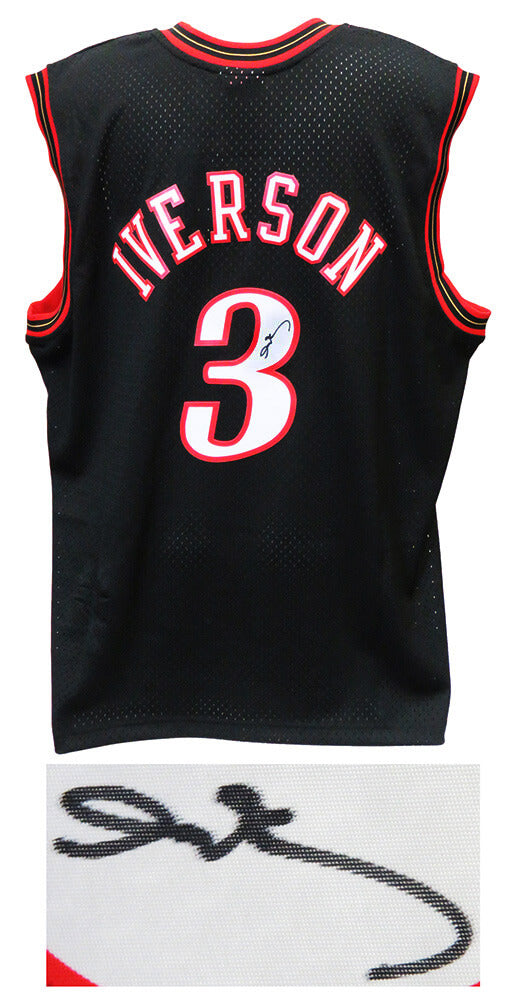 Allen Iverson Signed Philadelphia 76ers Black M&N Swingman NBA Basketball Jersey - IVEJRY205 - Allen Iverson Signed Philadelphia 76ers Black M&N Swingman NBA Basketball Jersey product image