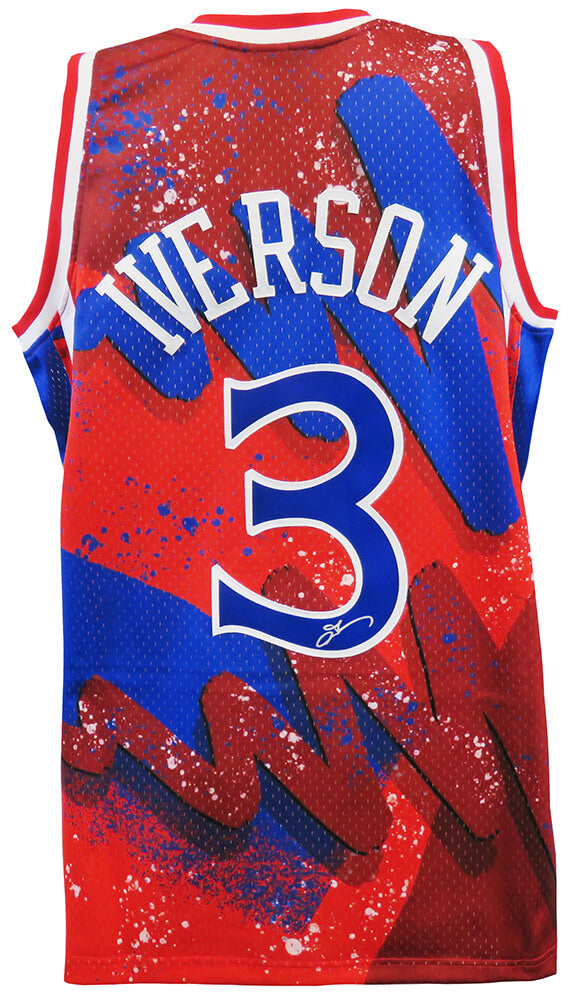 Allen Iverson Signed Philadelphia 76ers M&N Red Hyper Hoops NBA Swingman Basketball Jersey - IVEJRY206 - Allen Iverson Signed Philadelphia 76ers M&N Red Hyper Hoops NBA Swingman Basketball Jersey product image