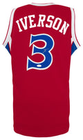 Allen Iverson Signed Red With Blue Numbers Custom Basketball Jersey - (JSA) - IVEJRY207 - Allen Iverson Signed Red With Blue Numbers Custom Basketball Jersey - (JSA) product image