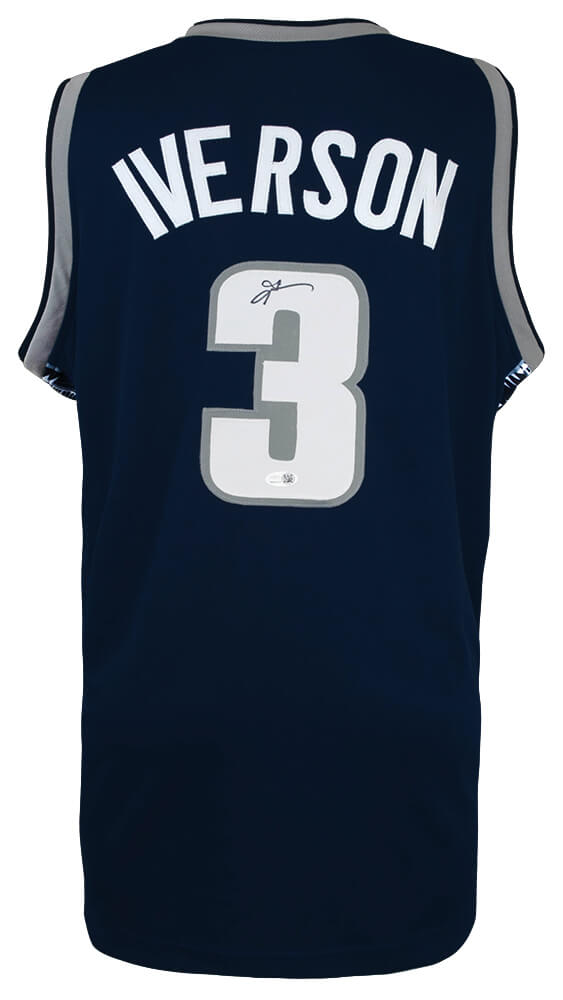 Allen Iverson Signed Navy With White Numbers Custom College Basketball Jersey - (JSA) - IVEJRY208 - Allen Iverson Signed Navy With White Numbers Custom College Basketball Jersey - (JSA) product image