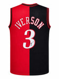 Allen Iverson Signed Philadelphia 76ers Black & Red Split M&N Swingman Basketball Jersey - IVEJRY211 - Allen Iverson Signed Philadelphia 76ers Black & Red Split M&N Swingman Basketball Jersey product image
