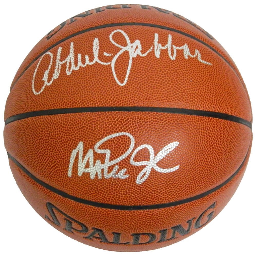 Kareem Abdul-Jabbar & Magic Johnson Dual Signed Spalding Indoor/Outdoor Basketball - JABBSK207 - Kareem Abdul-Jabbar & Magic Johnson Dual Signed Spalding Indoor/Outdoor Basketball product image