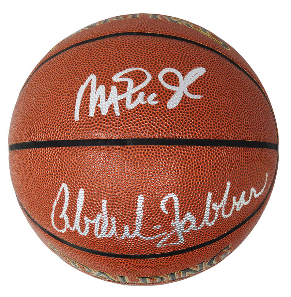 Kareem Abdul-Jabbar & Magic Johnson Signed Spalding NBA Indoor/Outdoor Basketball - JABBSK214 - Kareem Abdul-Jabbar & Magic Johnson Signed Spalding NBA Indoor/Outdoor Basketball product image