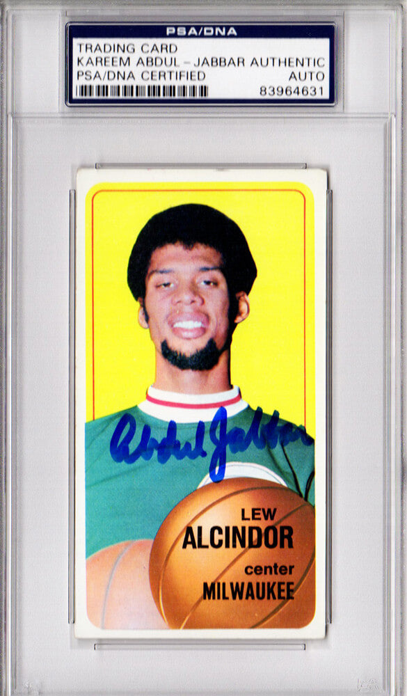 Kareem Abdul-Jabbar Signed (Lew Alcindor) Bucks 1970-71 Topps Tall Boy Basketball Card #75 (Beckett Encapsulated) - JABCAR204 - Kareem Abdul-Jabbar Signed (Lew Alcindor) Bucks 1970-71 Topps Tall Boy Basketball Card #75 (Beckett Encapsulated) product image
