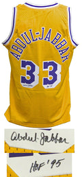 Kareem Abdul-Jabbar Signed Lakers Gold Official Adidas Swingman Jersey w/HOF 95 - JABJRY202 - Kareem Abdul-Jabbar Signed Lakers Gold Official Adidas Swingman Jersey w/HOF 95 product image